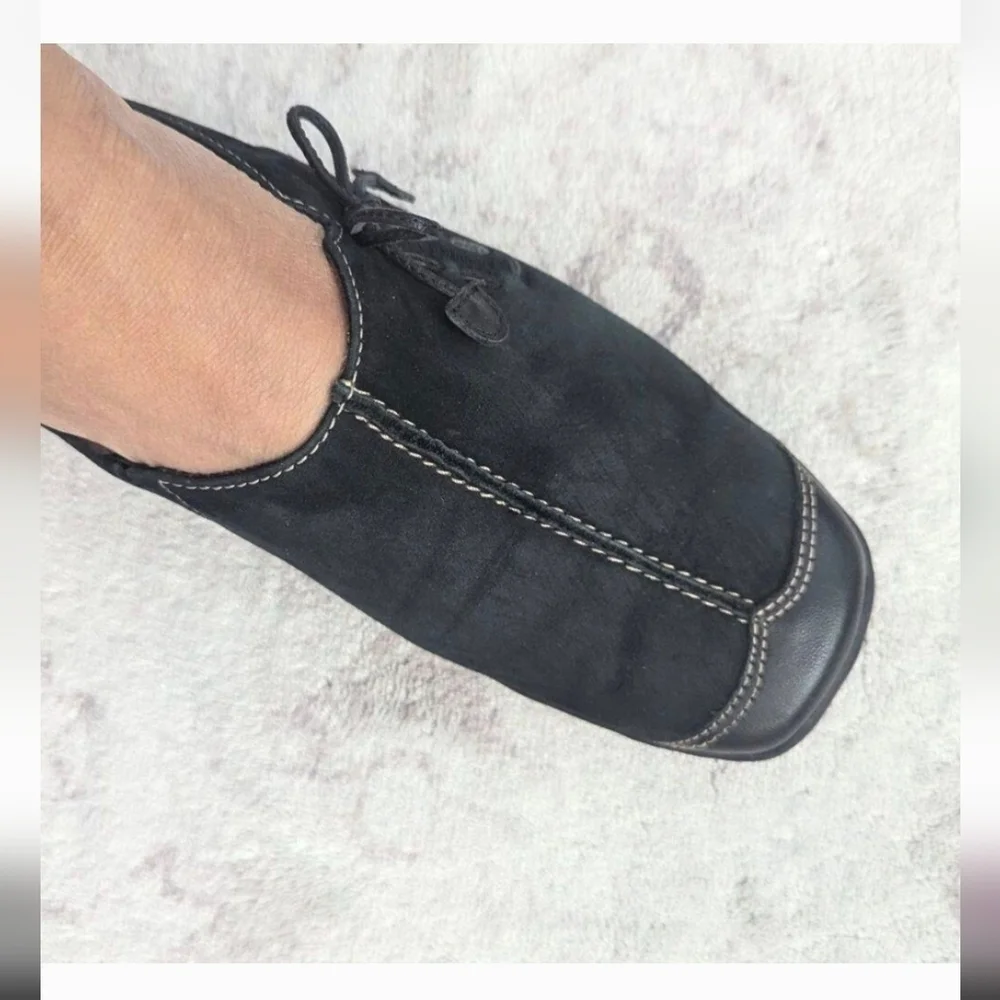 Naturalizer Womens Mules Black Suede Slip On Clog Shoe Square Toe Stretch 6M